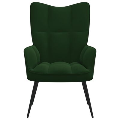 vidaXL Релаксиращ стол, тъмнозелен, кадифе