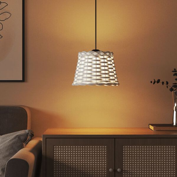 vidaXL Абажур за таванна лампа бял Ø20x15 см ракита