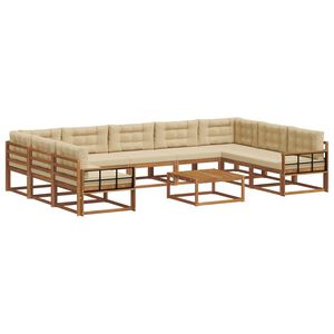vidaXL Комплект дивани за открито 10 pcs Натурален и Бежов