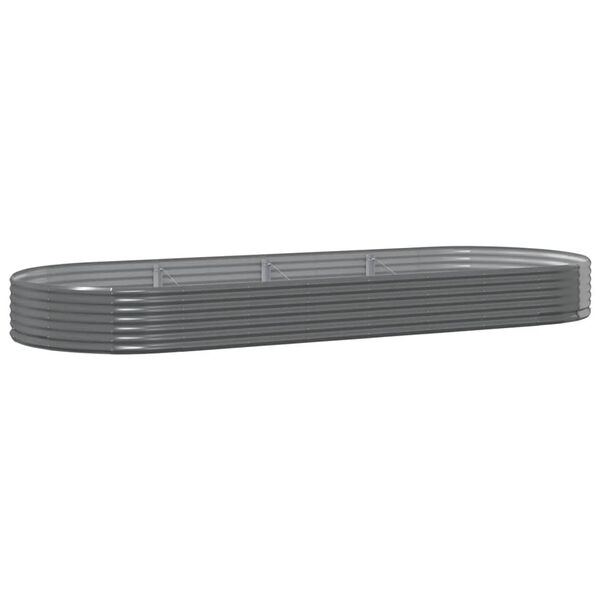 vidaXL Градинска повдигната леха поцинкована стомана сиво