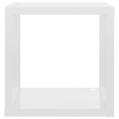 vidaXL Стенни кубични рафтове, 4 бр, бял гланц, 22x15x22 см