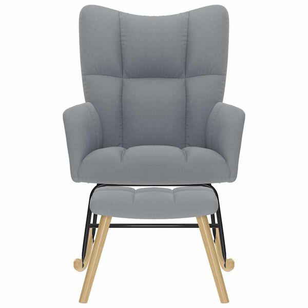 vidaXL Люлеещ се стол с табуретка за крака, светлосив, плат