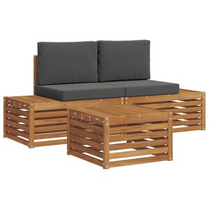 vidaXL Комплект дивани за открито Натурален и Антрацит 59 x 59 x 37 см