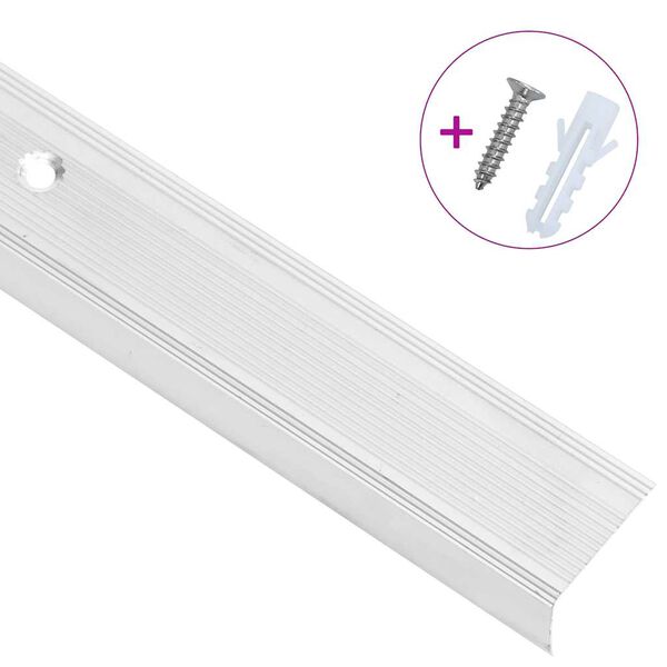 vidaXL Ръбове за стъпала, Г-образни, 5 бр, алуминий, 90 см, сребристи