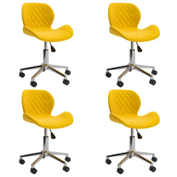 vidaXL Въртящи се трапезни столове, 4 бр, жълти, кадифе