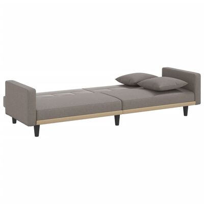 vidaXL Разтегателен диван с възглавници, таупе, плат