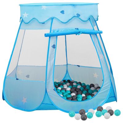 vidaXL Детска палатка за игра с 250 топки, синя, 102x102x82 см