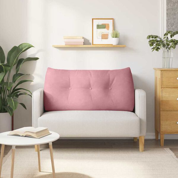 vidaXL Възглавница за гръб Розово 120 x 24 x 50 см Кадифе
