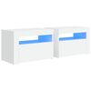 vidaXL Нощни шкафчета, 2 бр, с LED, бели, 60x35x40 см