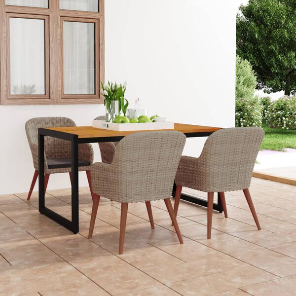 vidaXL Градински трапезен комплект, 5 части, кафяв