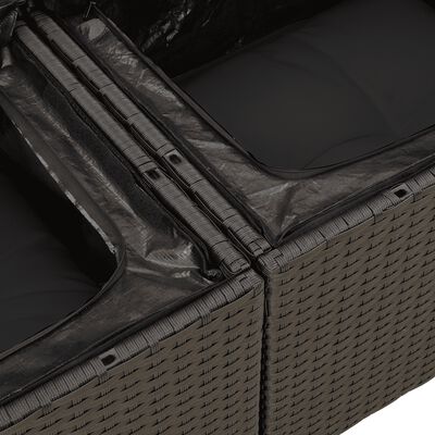 vidaXL Градински комплект диван с възглавници 9 части черен полиратан