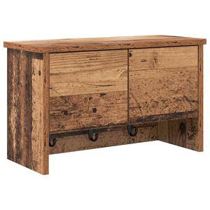 vidaXL Стенен закачалка за палта с рафт Старо дърво 50 x 20 x 30 см