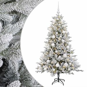 vidaXL Изкуствена коледна елха с топки 120 см 150 LED светодиода