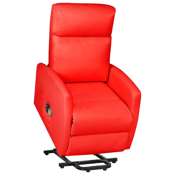 vidaXL Изправящ масажен стол, червен, изкуствена кожа