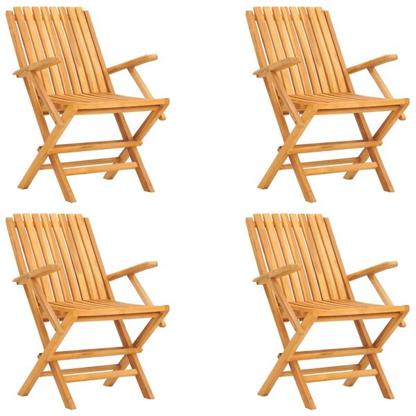 vidaXL Градински трапезен комплект, 5 части, тиково дърво масив