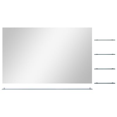 vidaXL Стенно огледало с рафт, 100x60 см, закалено стъкло