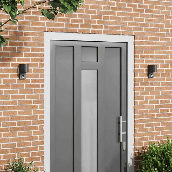 vidaXL Външни стенни лампи 2 pcs Черно 12 x 7 x 15 см