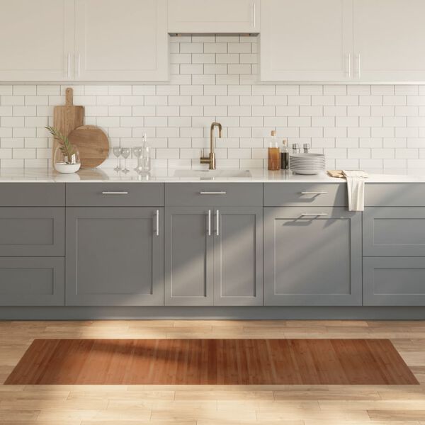 vidaXL Килим, правоъгълен, кафяв, 60x200 см, бамбук