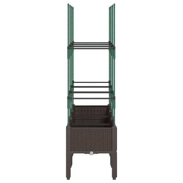 vidaXL Градински сандък с пергола, кафяв, 120x40x142,5 см, PP