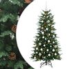vidaXL Изкуствена коледна елха с топки 150 см 150 LED светодиода