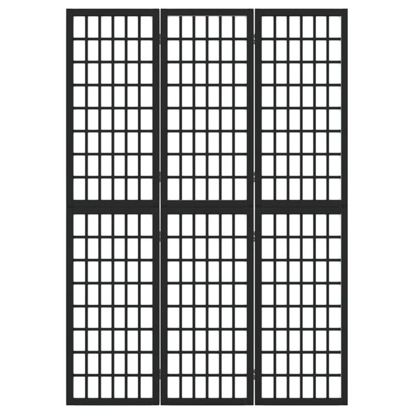 vidaXL Параван за стая, 3 панела, японски стил, 120x170 cм, черен