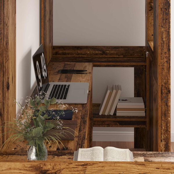 vidaXL Рамка за двуетажно легло с бюро Старо дърво 75 x 190 cm