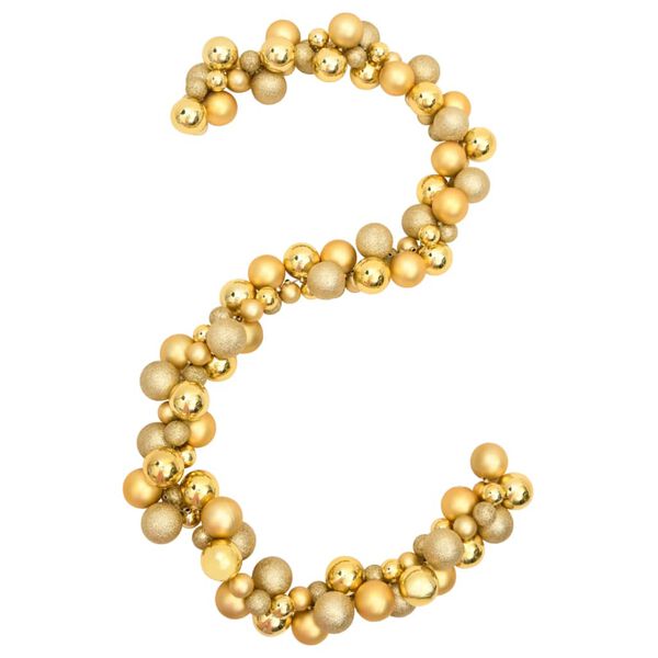 vidaXL Гирлянд от коледни топки, златист, 175 см, полистирен