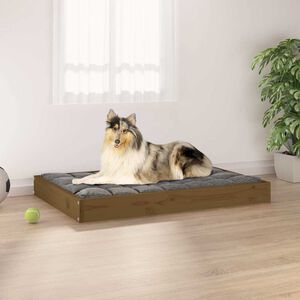 vidaXL Кучешко легло, меденокафяво, 91,5x64x9 см, бор масив