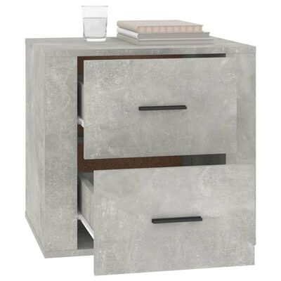 vidaXL Нощно шкафче, бетонно сиво, 50x39x47 см