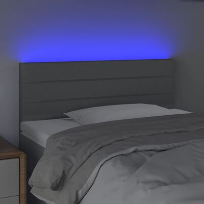 vidaXL LED горна табла за легло, светлосива, 90x5x78/88 см, плат