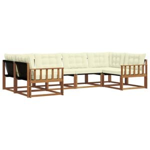 vidaXL Комплект дивани за открито 6 pcs Натурален и Крема