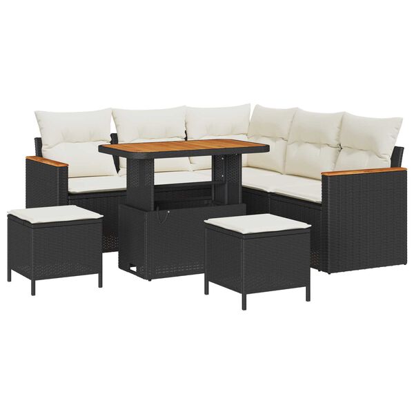 vidaXL Градински Софа Комплект 8 pcs Черно полиратан