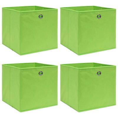vidaXL Кутии за съхранение 4 бр зелени 32x32x32 см плат