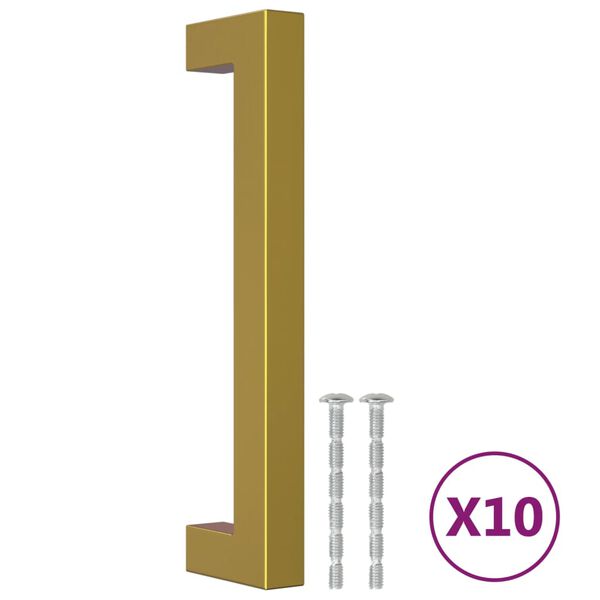vidaXL Дръжки за шкафове, 10 бр, златисти, 128 мм, неръждаема стомана