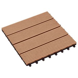 vidaXL Плочка за decking 11 pcs Тик 30 x 30 cm WPC