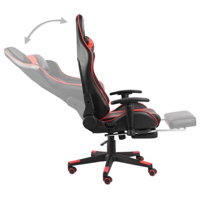 vidaXL Въртящ геймърски стол с подложка за крака, червен, PVC
