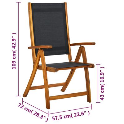 vidaXL Сгъваеми градински столове, 2 бр, акация масив и textilene