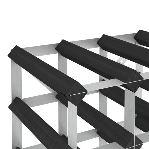 vidaXL Стойка за вино за 20 бутилки, черна, масивна борова дървесина