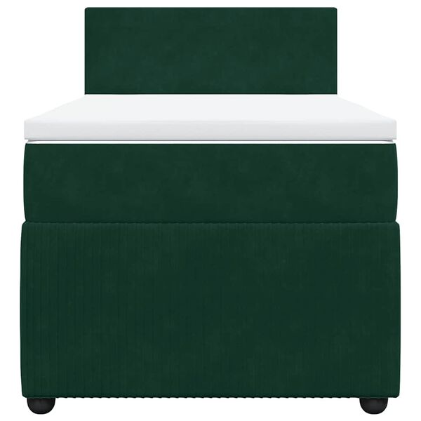 vidaXL Боксспринг легло с матрак, тъмнозелено, 100x200 см, кадифе