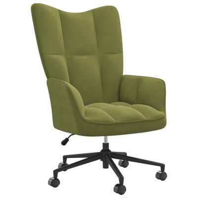 vidaXL Релакс стол, светлозелен, кадифе