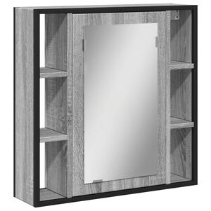 vidaXL Огледален шкаф за баня сив сонома 60x16x60 см инженерно дърво