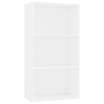 vidaXL 3-етажна библиотека, бяла, 60x30x114 см, ПДЧ
