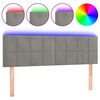 vidaXL LED горна табла за легло, светлосива, 144x5x78/88 см, кадифе