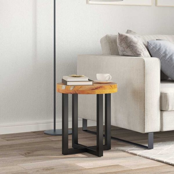 vidaXL Кафе маса, 40x45 см, тиково дърво масив и полирезин