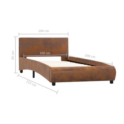 vidaXL Рамка за легло, кафява, изкуствена кожа, 100x200 см