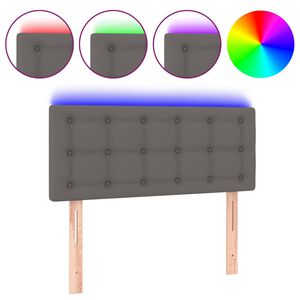vidaXL LED Горна табла за легло, сива, 80x5x78/88 см, изкуствена кожа