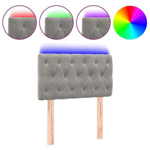 vidaXL LED Горна табла за легло, светлосива, 80x7x78/88 см, кадифе