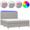 vidaXL Боксспринг легло с матрак и LED, светлосиво, 180x200 см, плат
