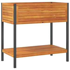vidaXL Градинска кашпа с рафт 80x45x80 см масивна акация и стомана