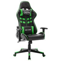 vidaXL Геймърски стол, черно и зелено, изкуствена кожа